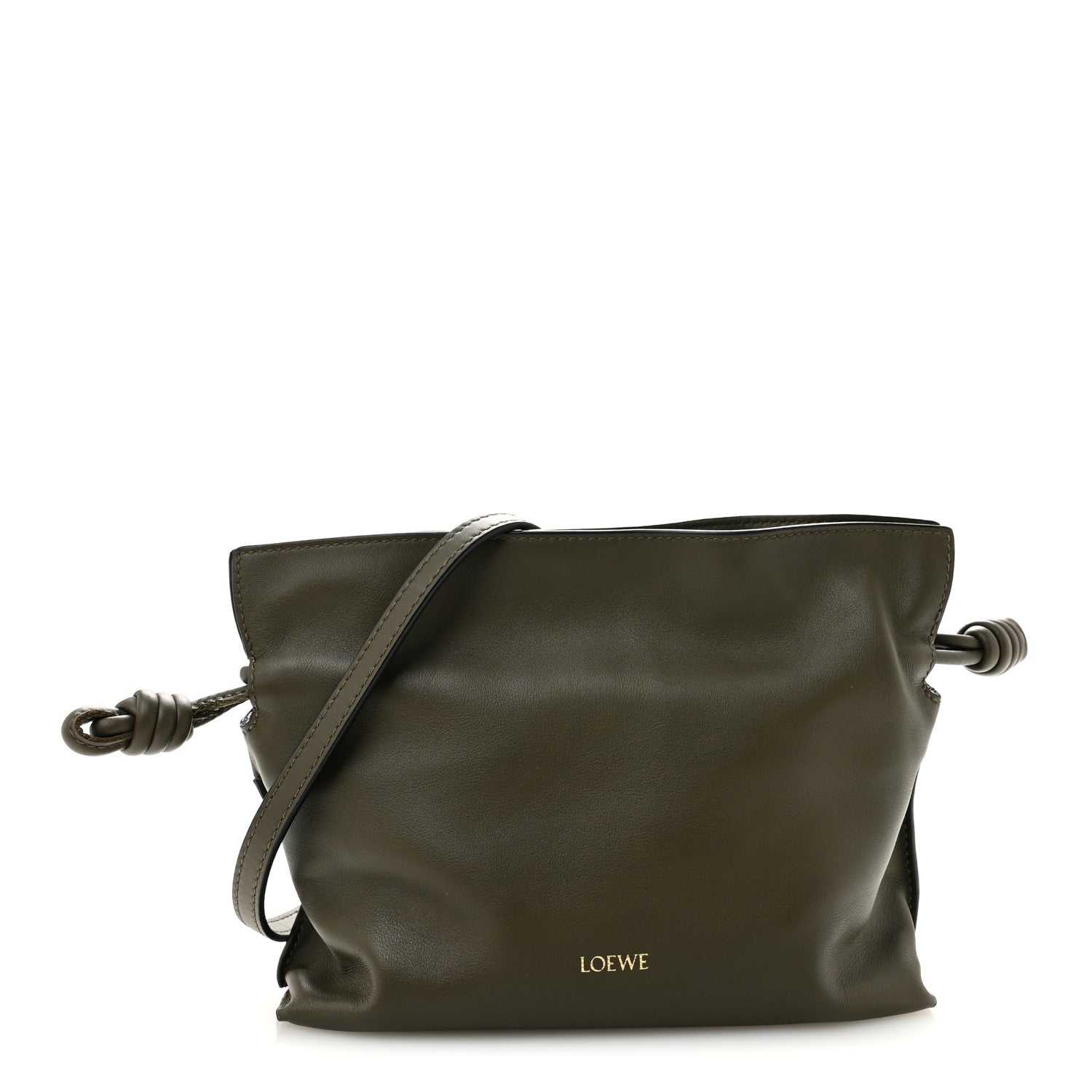 Loewe Calfskin Mini Flamenco Knot Clutch Dark Khaki Green