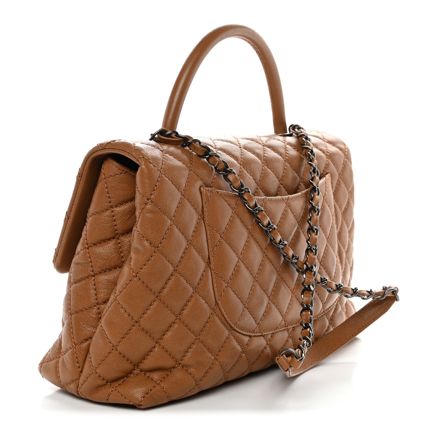 Chanel Caviar Quilted Medium Coco Handle Flap Camel