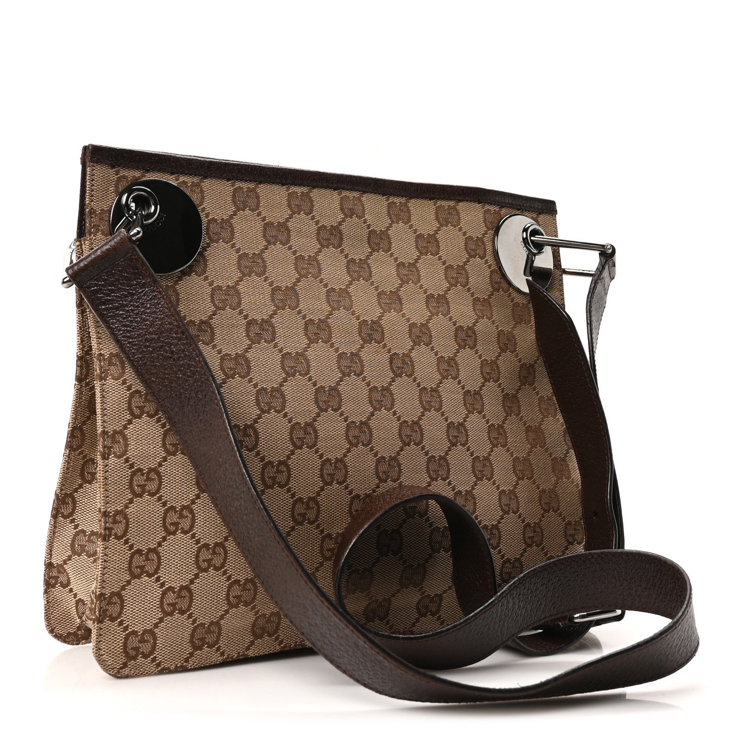 Gucci Monogram Eclipse Messenger Bag Dark Brown