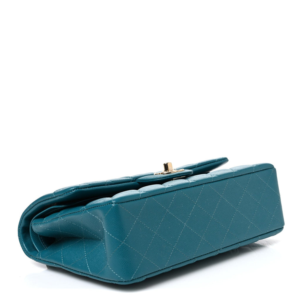 Chanel Caviar Quilted Small Double Flap Turquoise