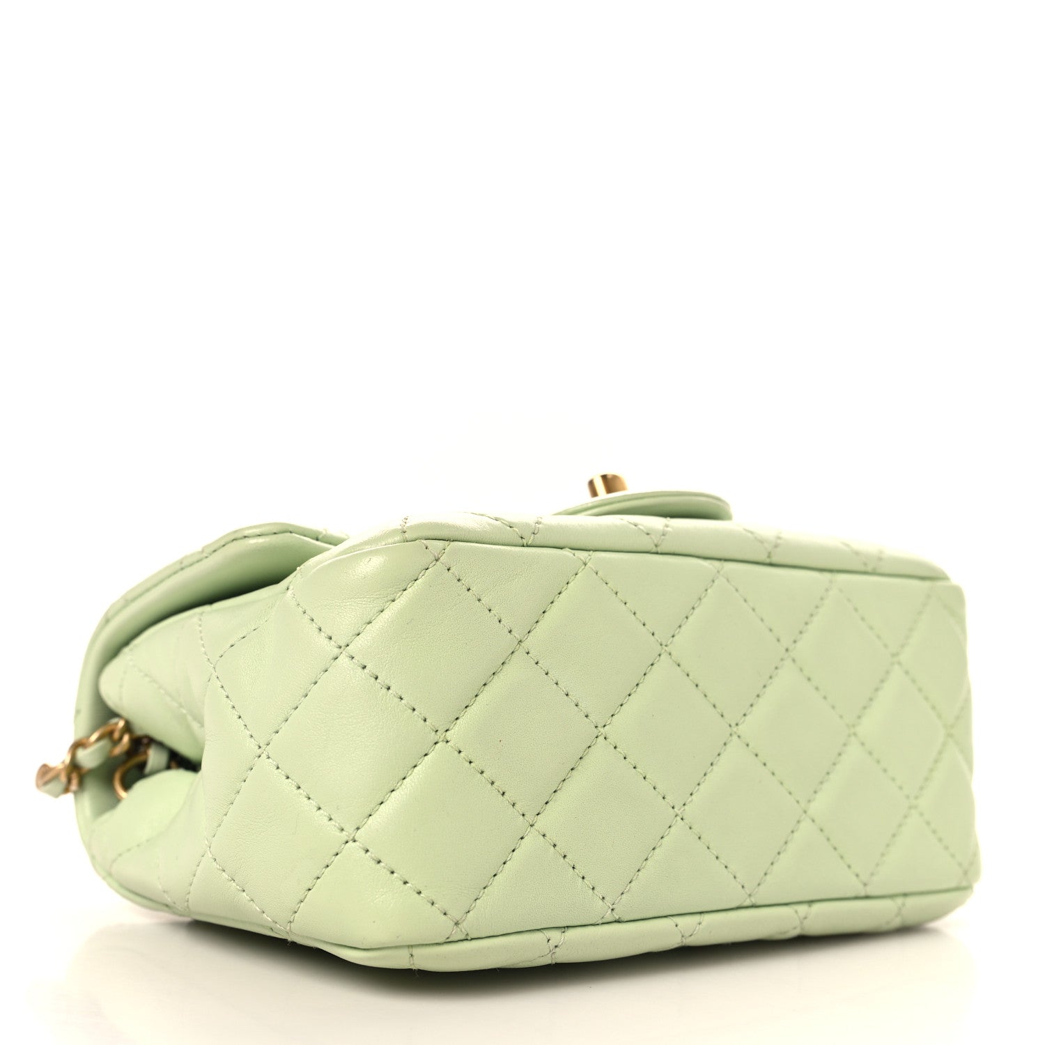 Chanel Lambskin Quilted Mini Pearl Crush Flap Light Green