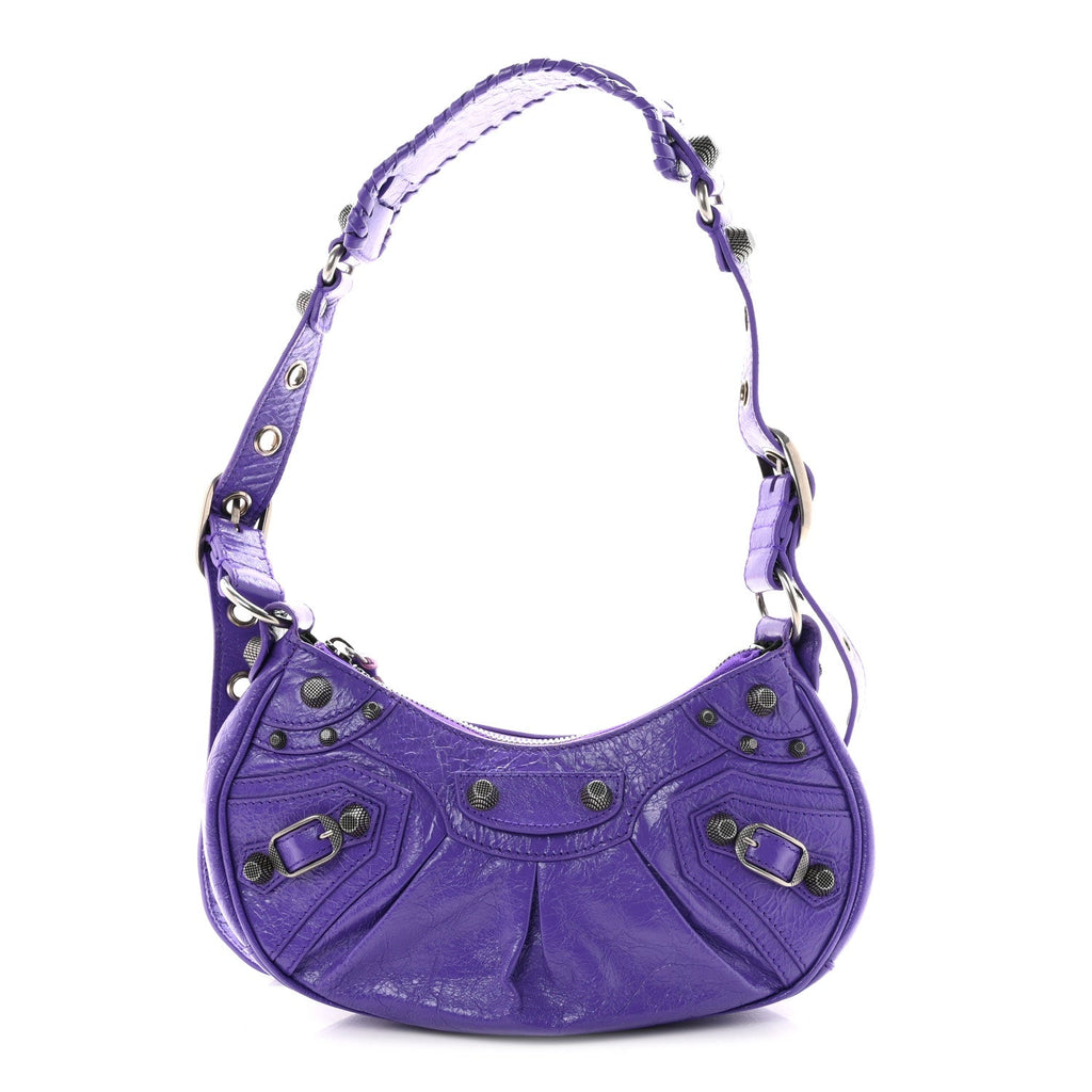 Balenciaga Agneau Arena Le Cagole Shoulder Bag XS Purple
