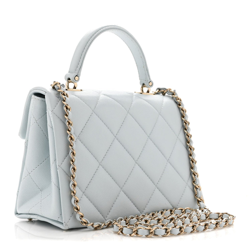 Chanel Caviar Quilted Mini Retro Twist Top Handle Flap Light Blue