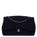 Chanel Jersey Quilted XL Jumbo Flap Navy