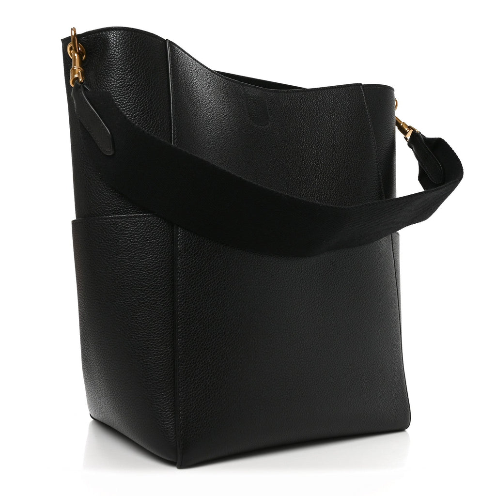 Celine Soft Grained Calfskin Sangle Bucket Bag Black