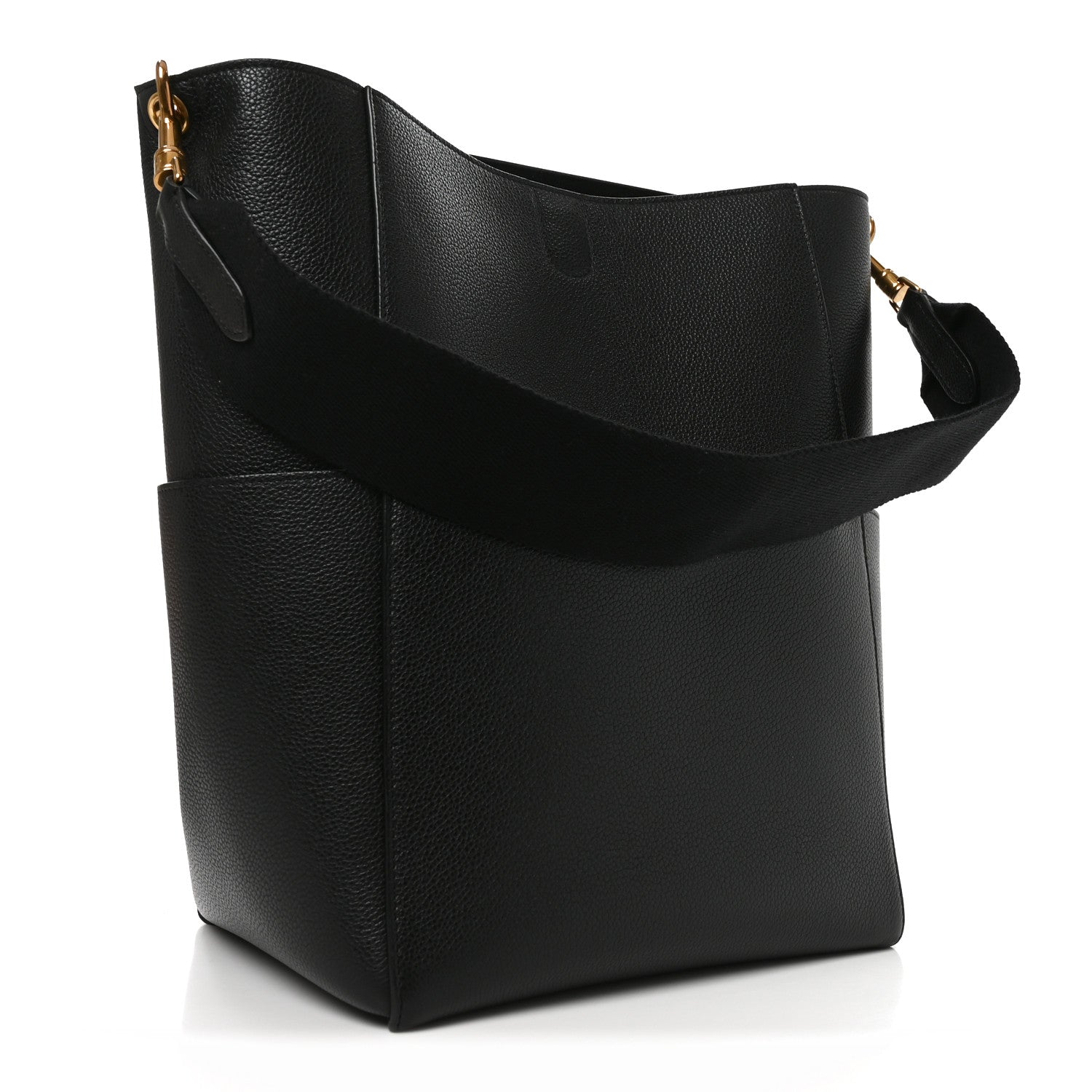 Celine Soft Grained Calfskin Sangle Bucket Bag Black
