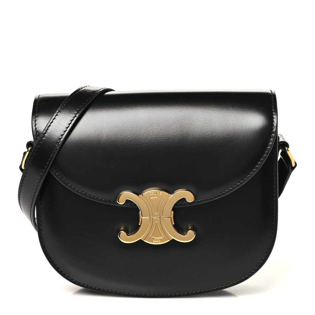 Celine Shiny Calfskin Besace Clea Triomphe Black