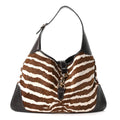 Gucci Pony Hair Zebra Print Medium Jackie O Bouvier Hobo Brown
