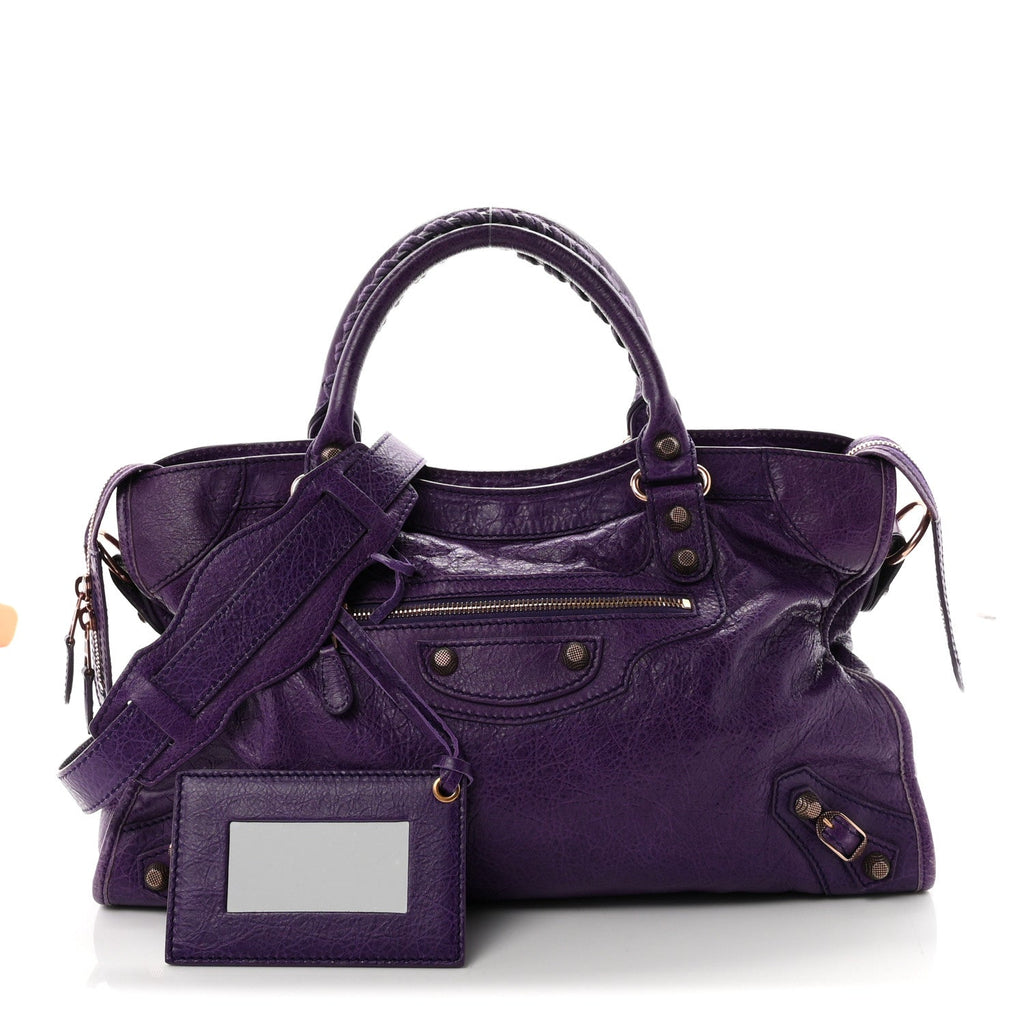 Balenciaga Agneau Giant 12 Rose Gold Hardware City Dark Violet