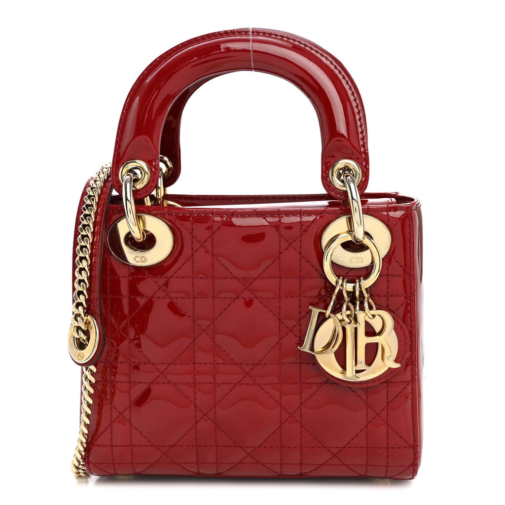 Dior Patent Cannage Mini Lady Dior Red