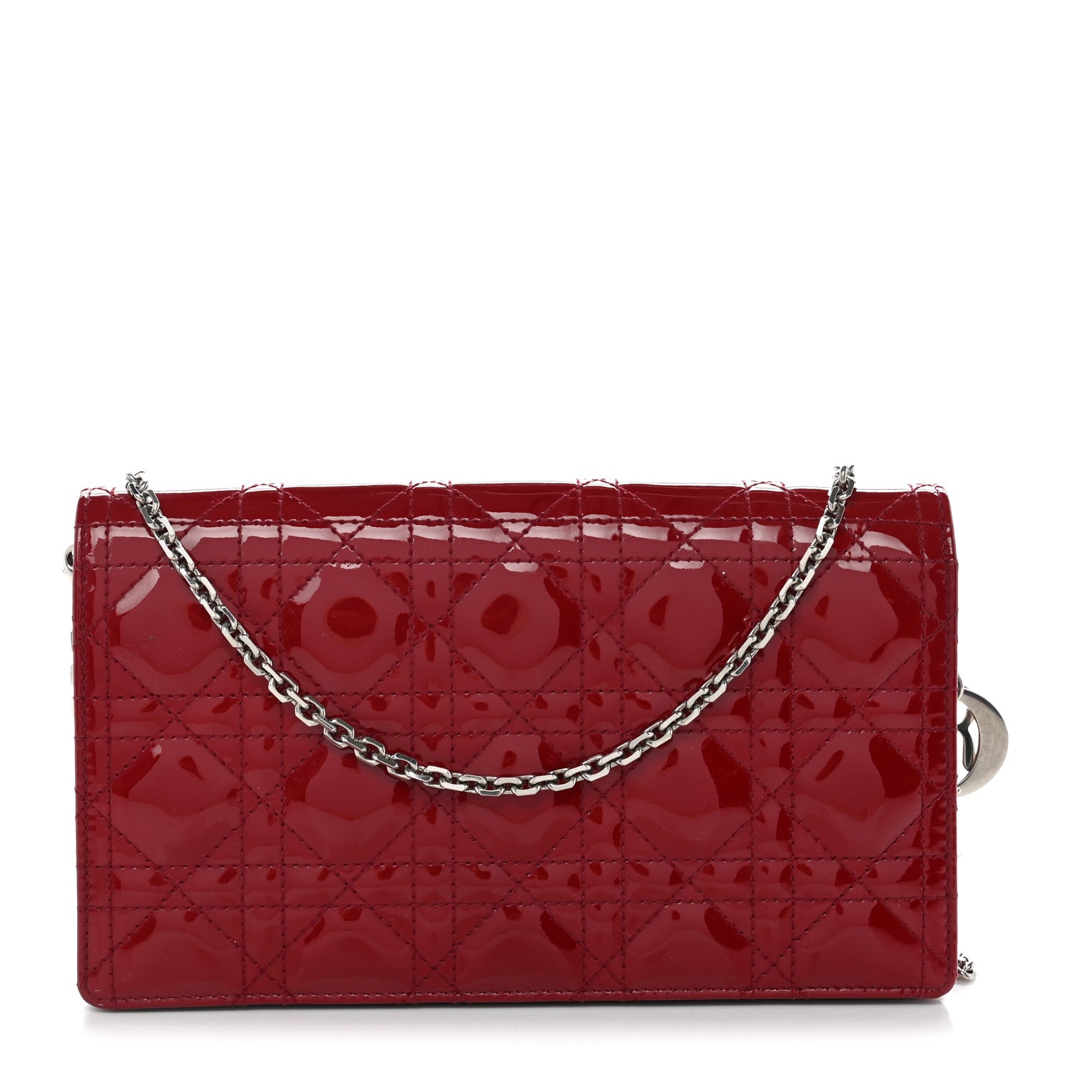 Dior Patent Cannage Lady Dior Clutch Red Red