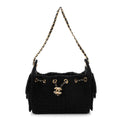 Chanel Tweed Quilted Mini Chanel 25 Handbag Black