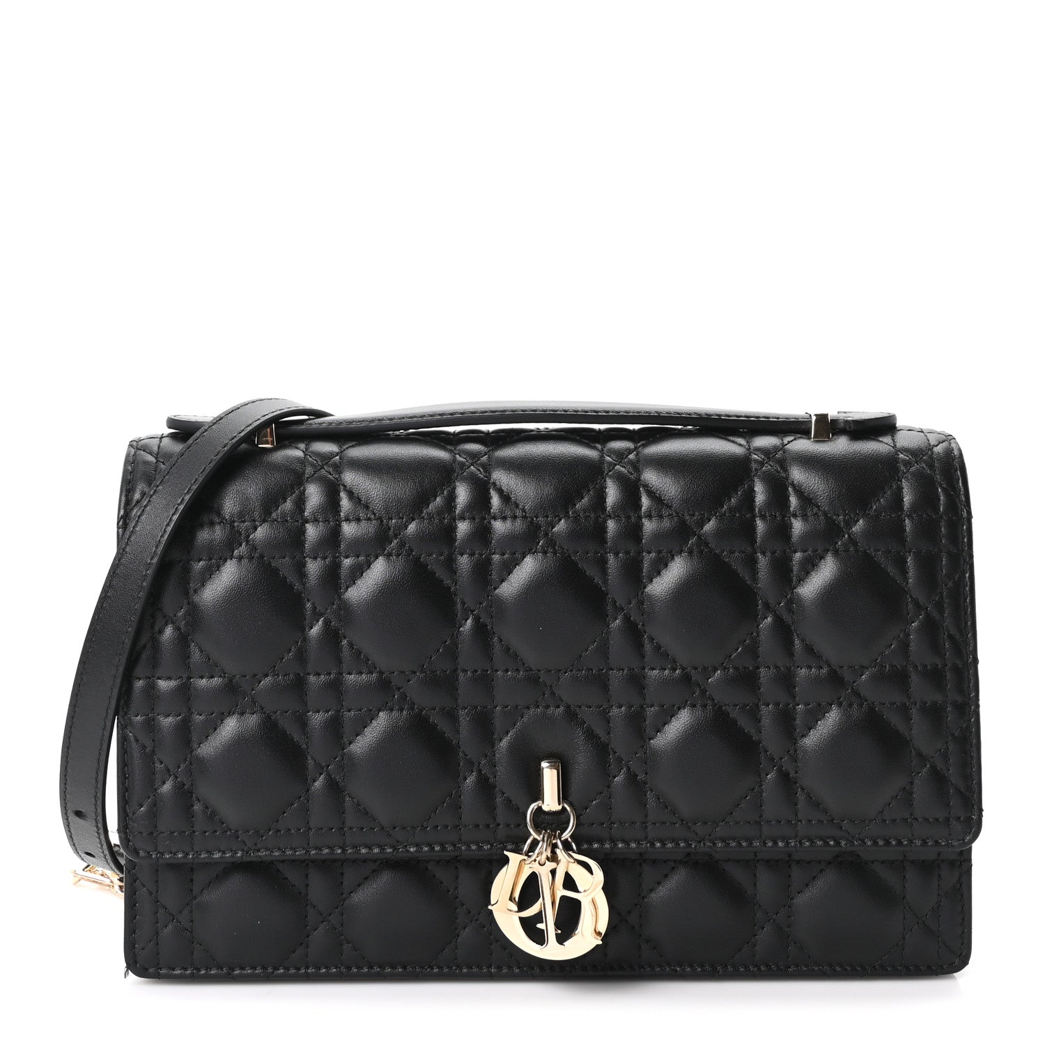 Dior Lambskin Cannage My Dior Top Handle Bag Black