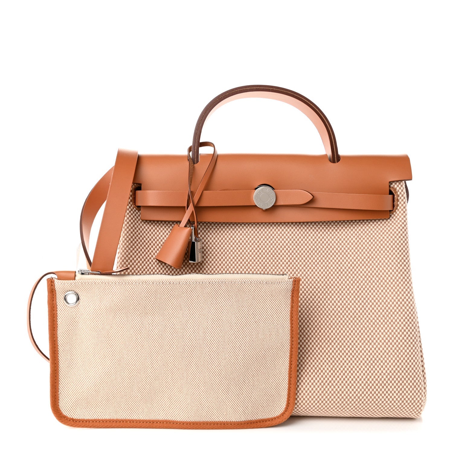 Hermès Vache Hunter Criss Viking Herbag Zip Retourne 31 PM Ecru Beige Naturel