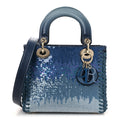 Dior Calfskin Sequin Gradient Stitched Small Lady Dior Blue