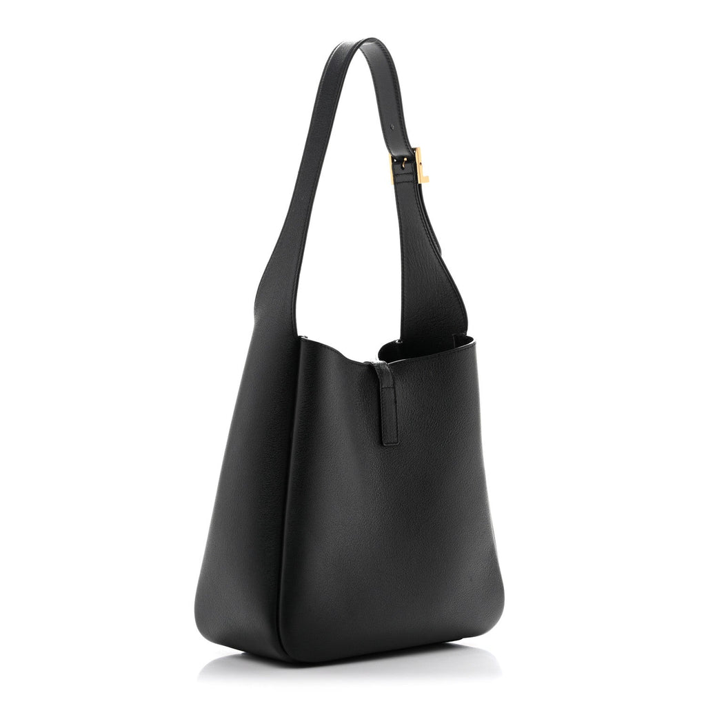 Saint Laurent Grained Calfskin Small Le 5 A 7 Soft Hobo Black