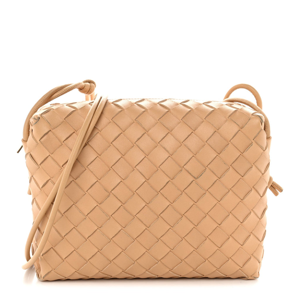 Bottega Veneta Nappa Intrecciato Small Loop Camera Bag Almond