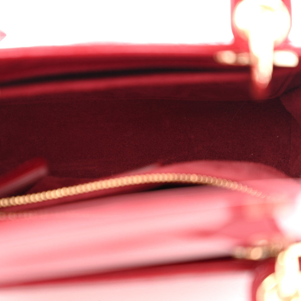 Dior Patent Cannage Small Lady Dior Cherry Red