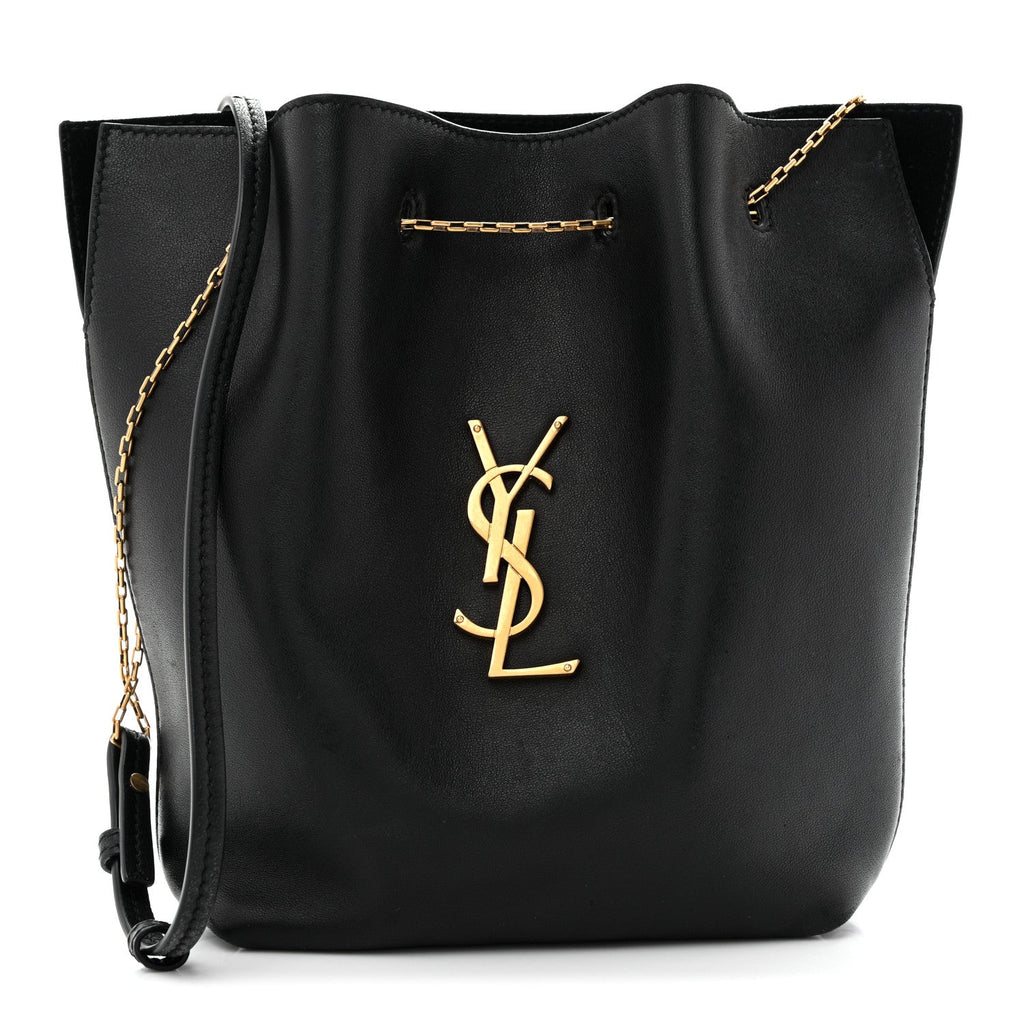 Saint Laurent Lambskin Pochon Shoulder Bag Black