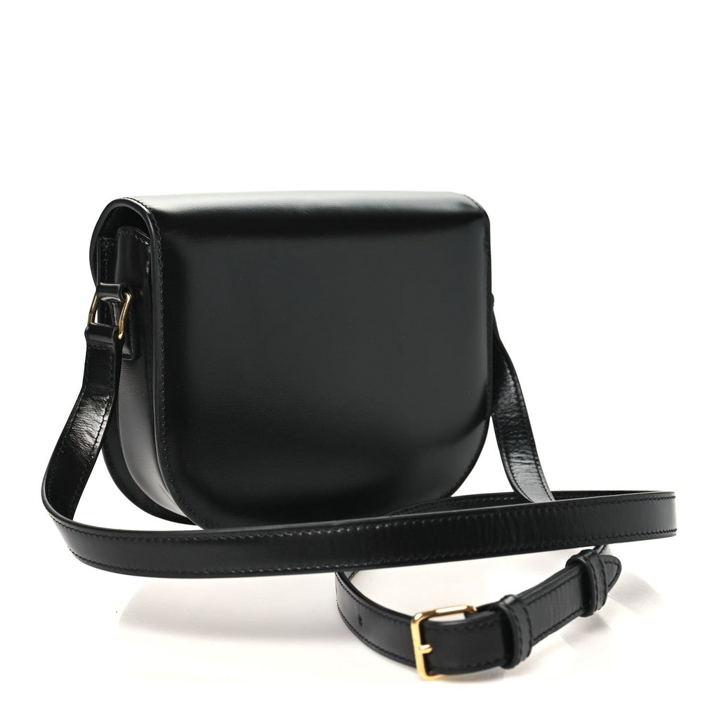 Celine Shiny Calfskin Besace Clea Triomphe Black