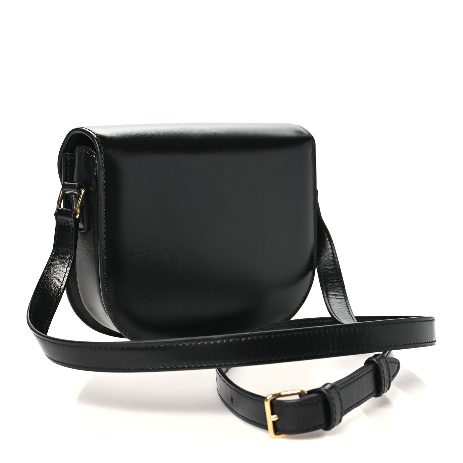 Celine Shiny Calfskin Besace Clea Triomphe Black