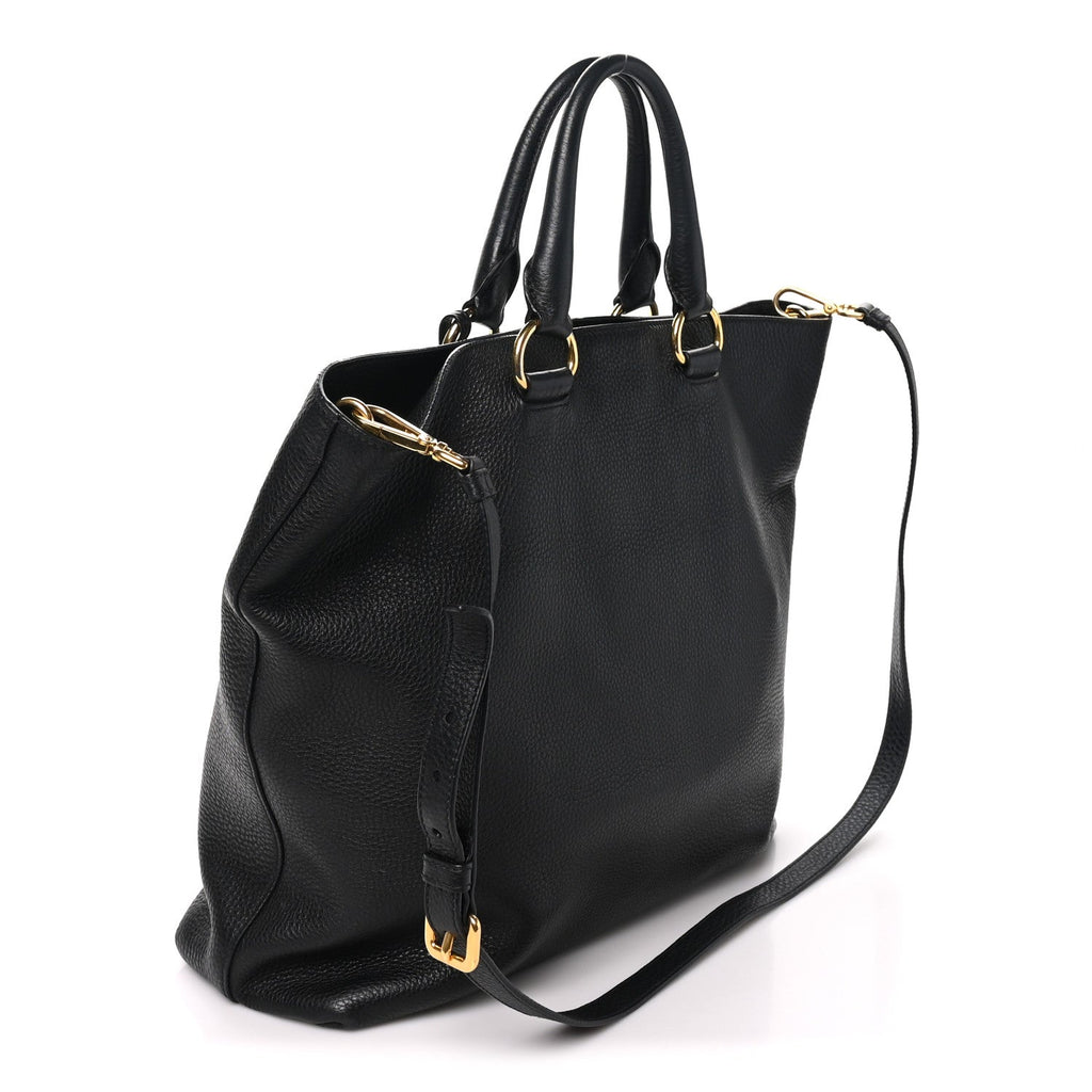Prada Vitello Daino Shopping Tote Black