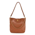 Chanel Calfskin Quilted Braided Handle Chain Hobo Brown