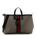 Gucci GG Supreme Monogram Web Large Zippered Tote Beige Black
