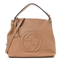 Gucci Pebbled Calfskin Large Soho Hobo Camelia