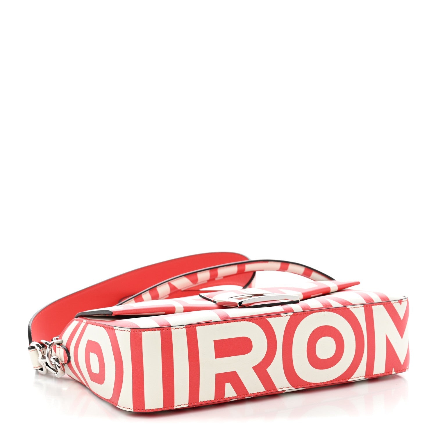 Fendi X MARC JACOBS Vitello Seta Logo Print Baguette Glow Coral White