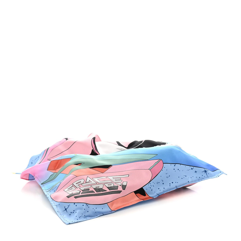 Hermès Silk Space Derby Furoshiki Bag GM Bleu Ciel Rose Vert Amande