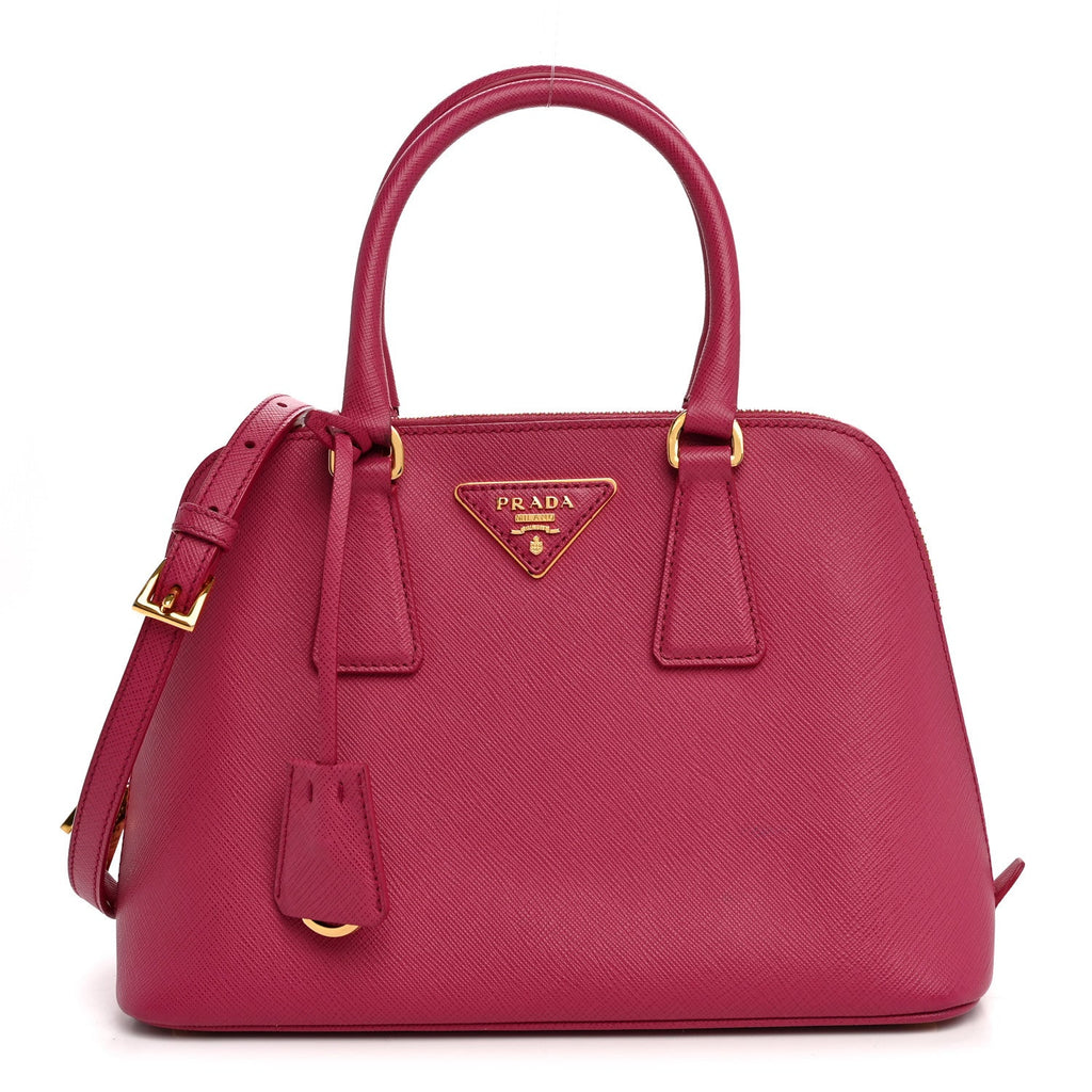 Prada Saffiano Lux Small Promenade Tote Peonia