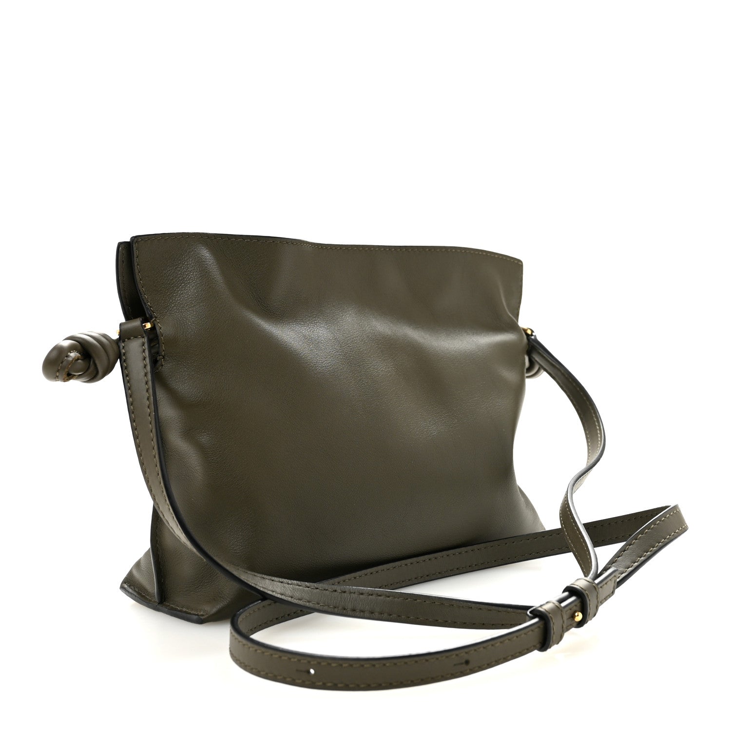 Loewe Calfskin Mini Flamenco Knot Clutch Dark Khaki Green