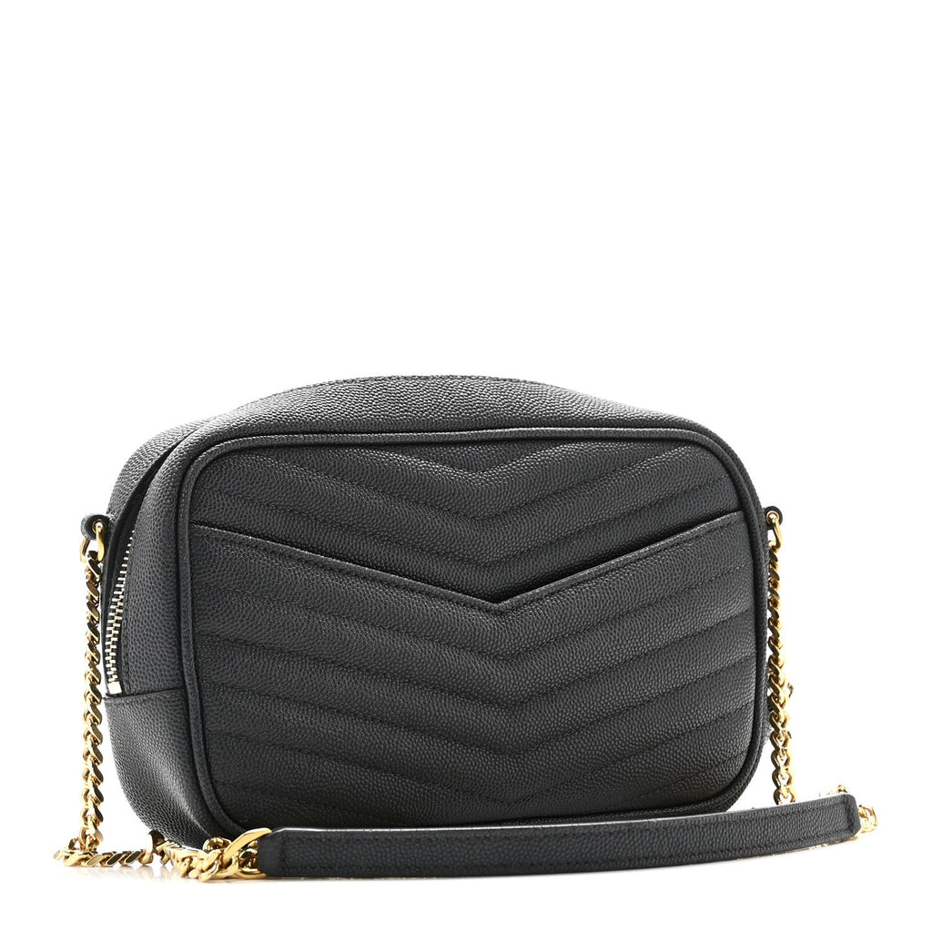 Saint Laurent Grain De Poudre Matelasse Monogram Mini Lou Camera Bag Dark Smog