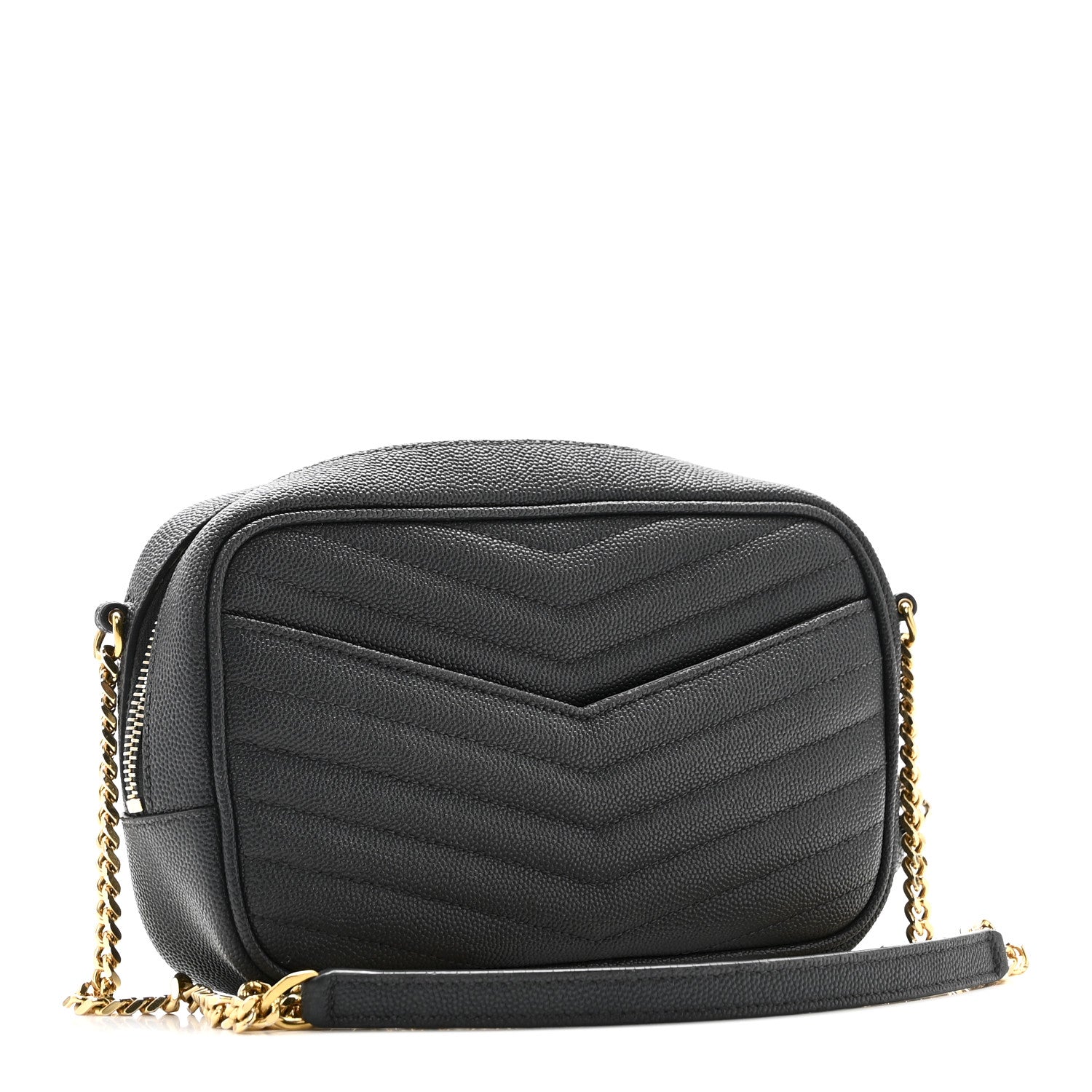 Saint Laurent Grain De Poudre Matelasse Monogram Mini Lou Camera Bag Dark Smog