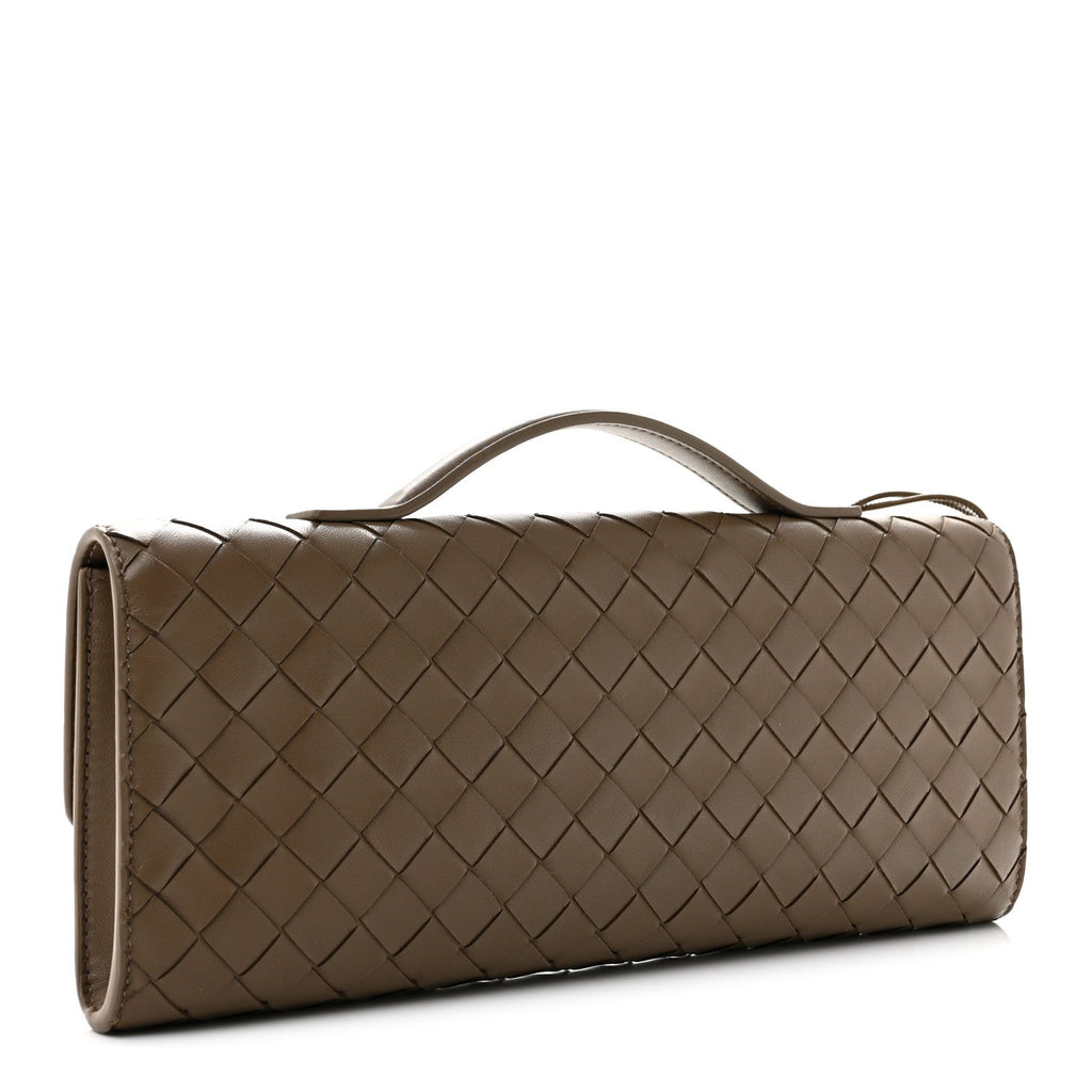 Bottega Veneta Nappa Intrecciato Long Andiamo Top Handle Clutch Pinecone