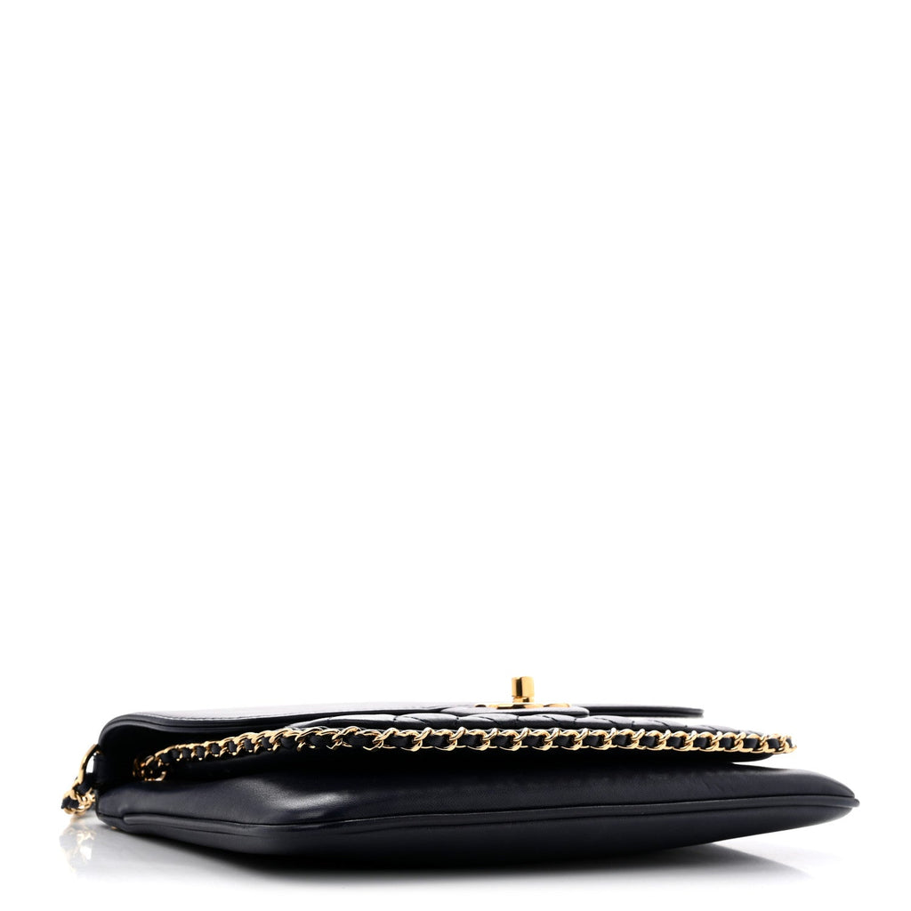 Chanel Lambskin Quilted Large CC Unchained Crossbody Navy