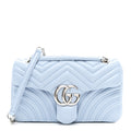 Gucci Lambskin Matelasse Medium GG Marmont Shoulder Bag Light Blue