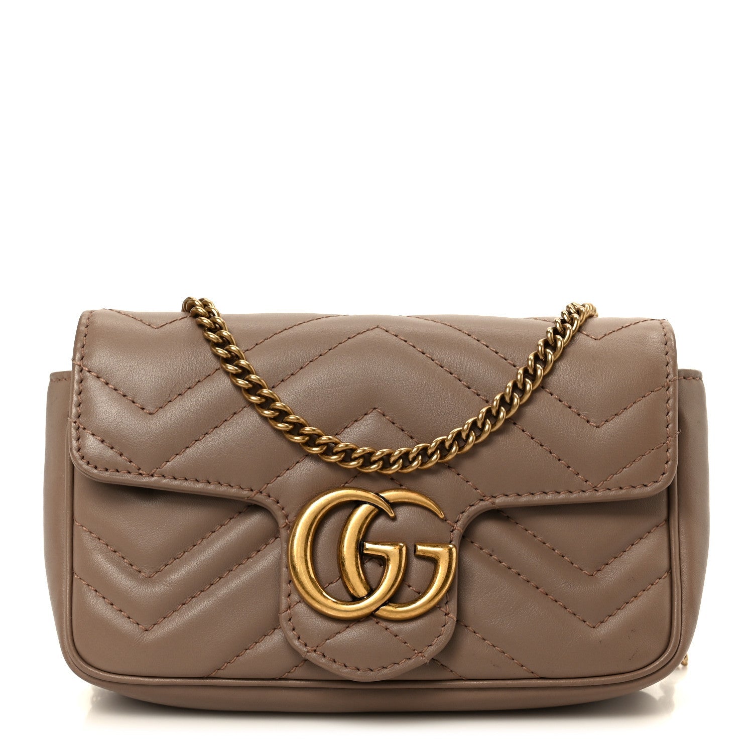 Gucci Calfskin Matelasse Super Mini GG Marmont Shoulder Bag Porcelain Rose