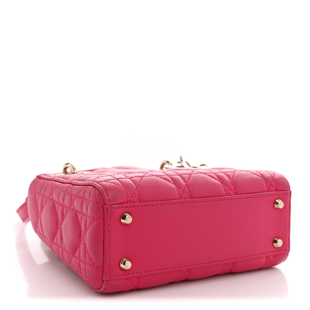 Dior Lambskin Cannage Mini Lady Dior Pink