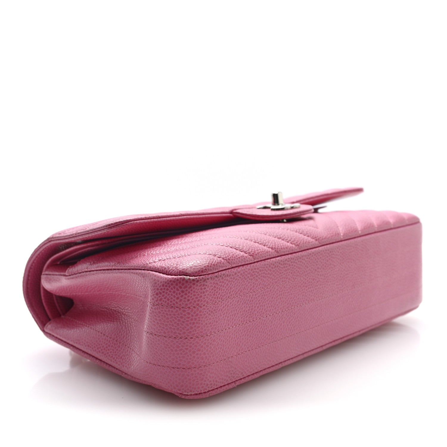 Chanel Caviar Chevron Quilted Medium Double Flap Pink