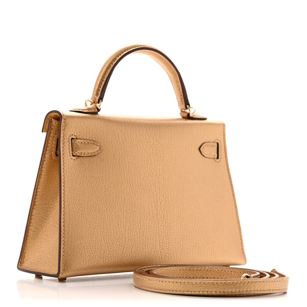 Hermès Metallic Chevre Chamkilight Mini Kelly Sellier 20 – Doré