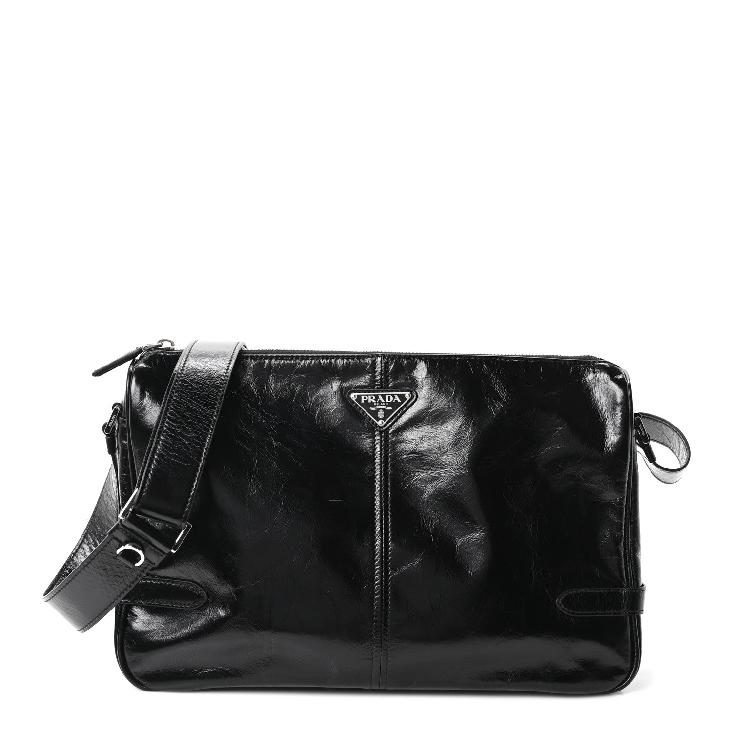 Prada Vitello Shine Shoulder Bag Black