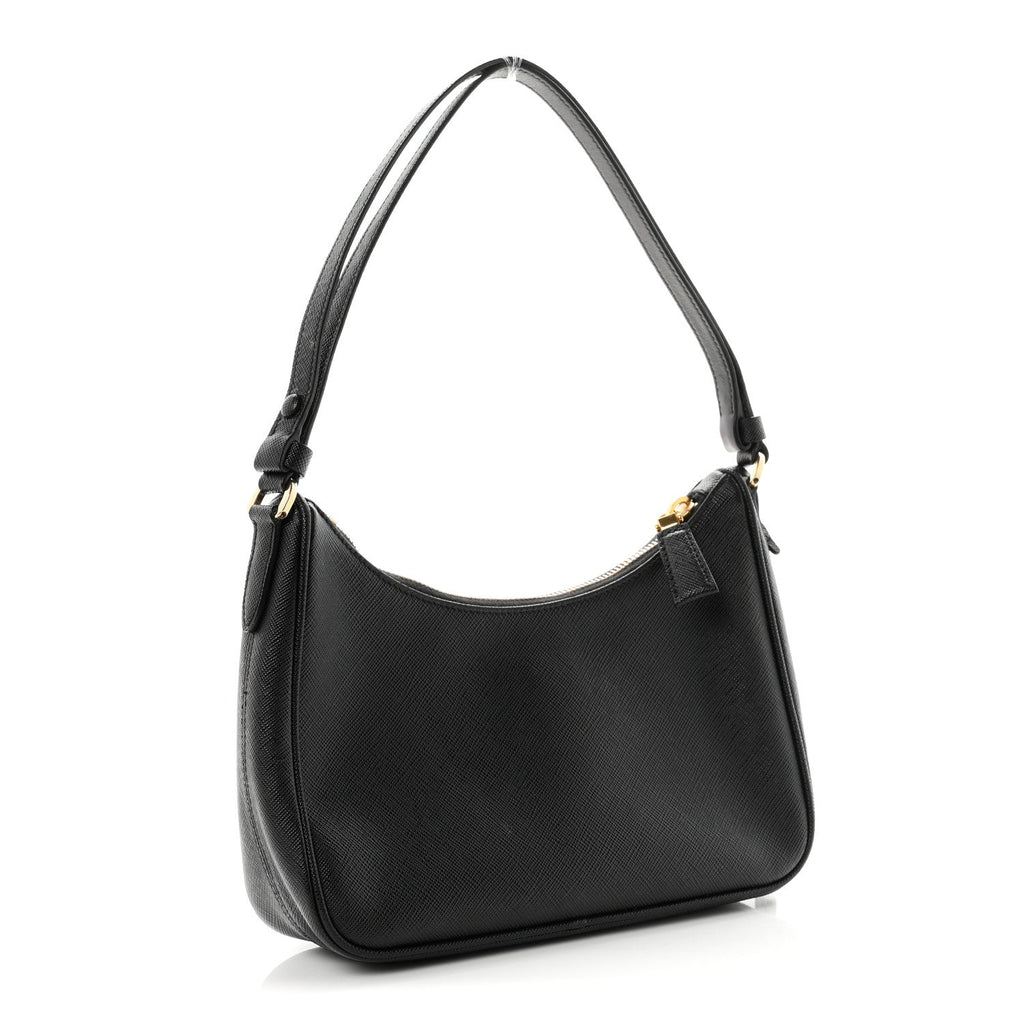 Prada Saffiano Lux Mini Re-Edition Shoulder Bag Black