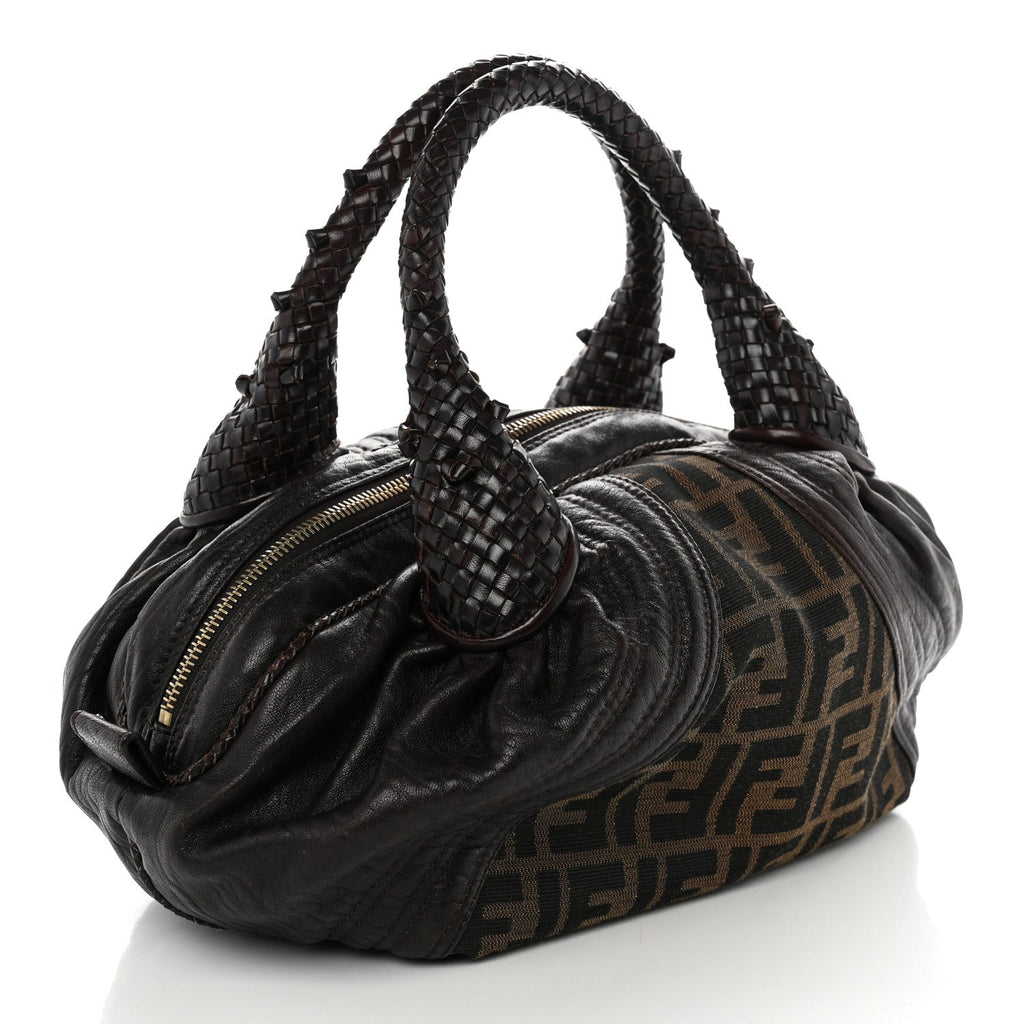 Fendi Zucca Nappa Nuvolata Vitello Tortuga Spy Bowler Tobacco Moro