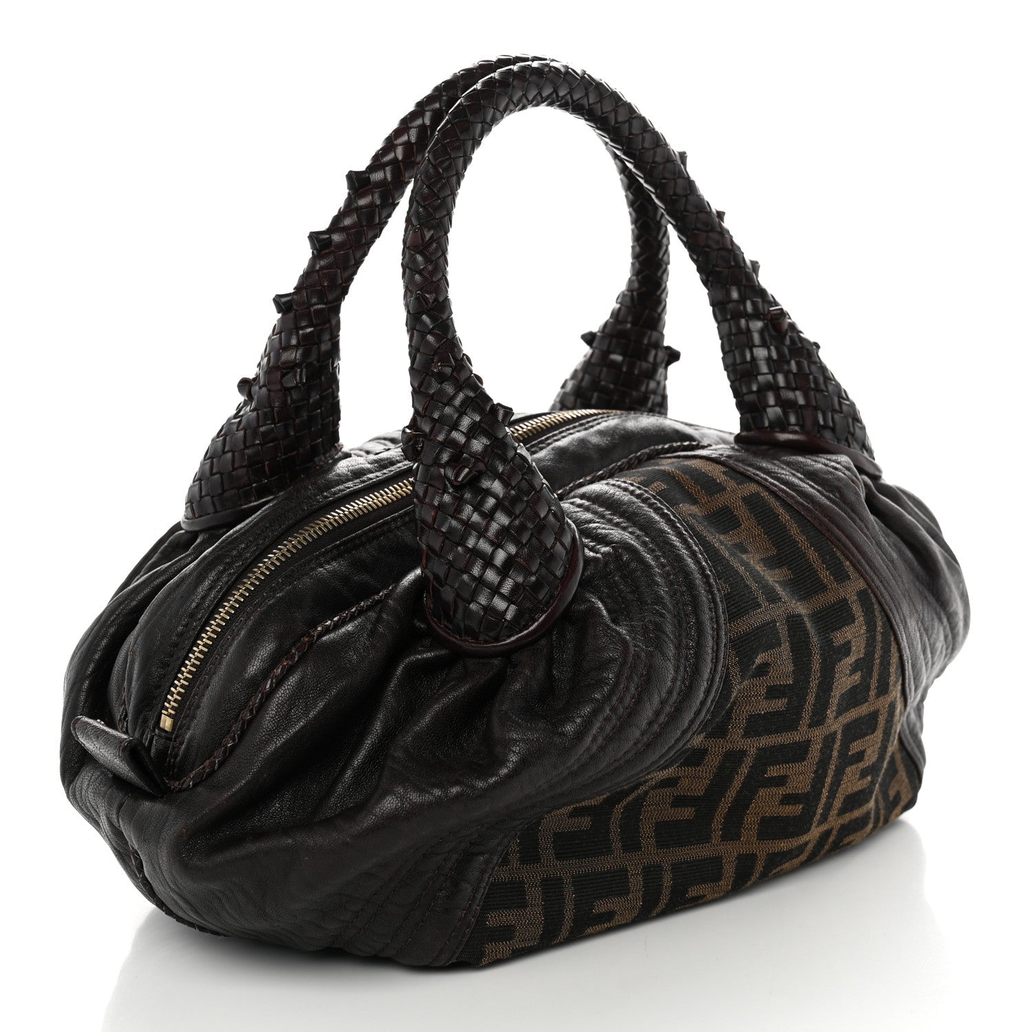 Fendi Zucca Nappa Nuvolata Vitello Tortuga Spy Bowler Tobacco Moro