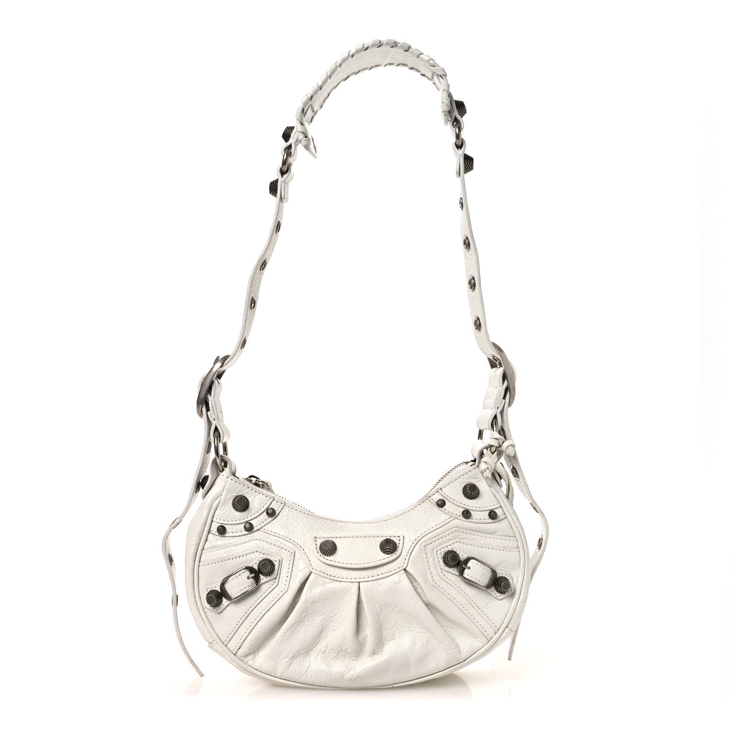 Balenciaga Agneau Arena Le Cagole Shoulder Bag XS Optic White