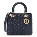 Dior Lambskin Cannage Medium Lady Dior Navy Blue