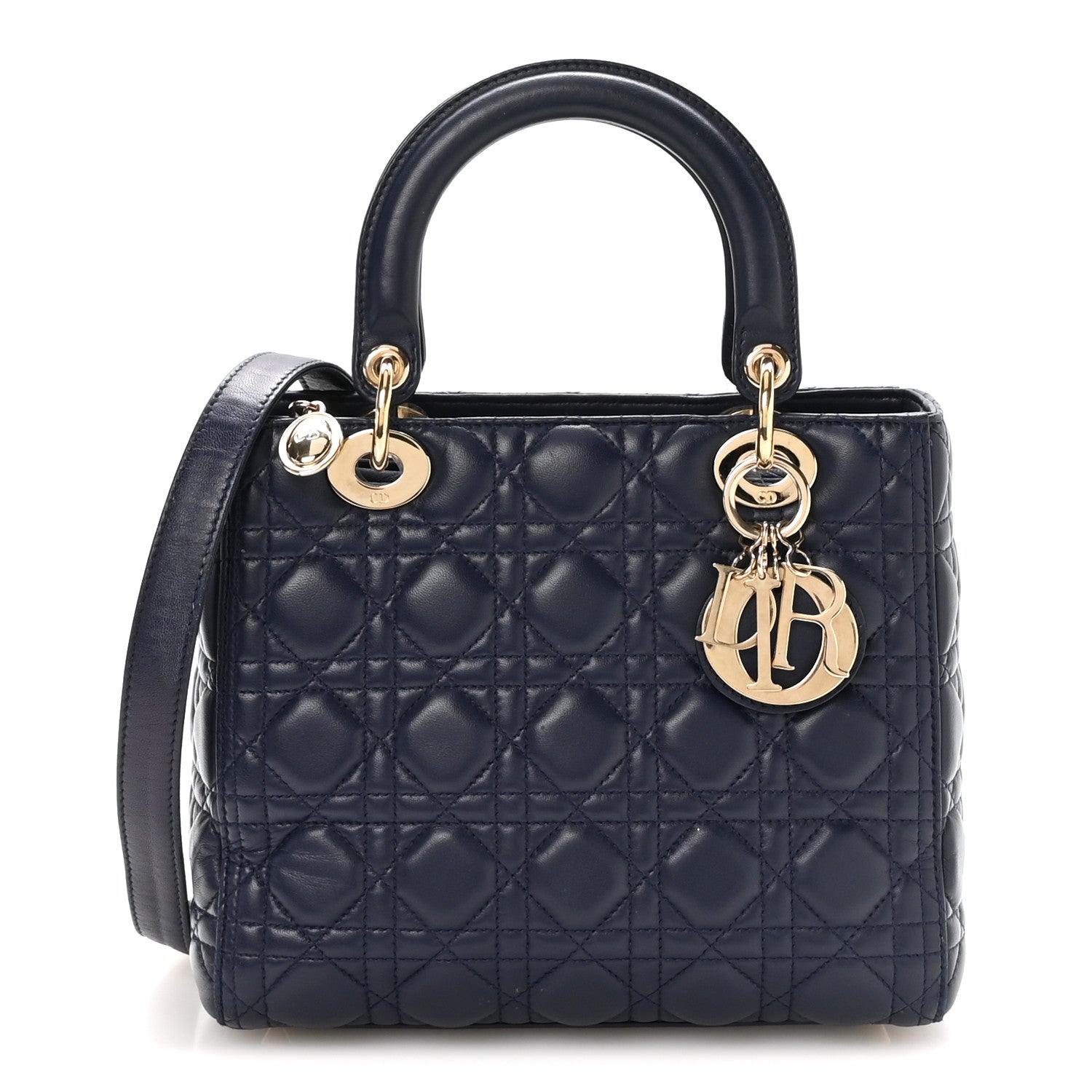 Dior Lambskin Cannage Medium Lady Dior Navy Blue