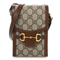 Gucci GG Supreme Monogram Mini Horsebit 1955 Crossbody Bag Beige Brown Sugar